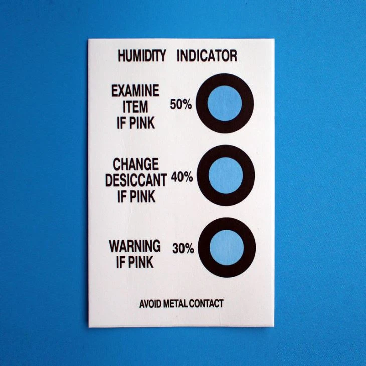 Used With Desiccant Humidity Indicator Card