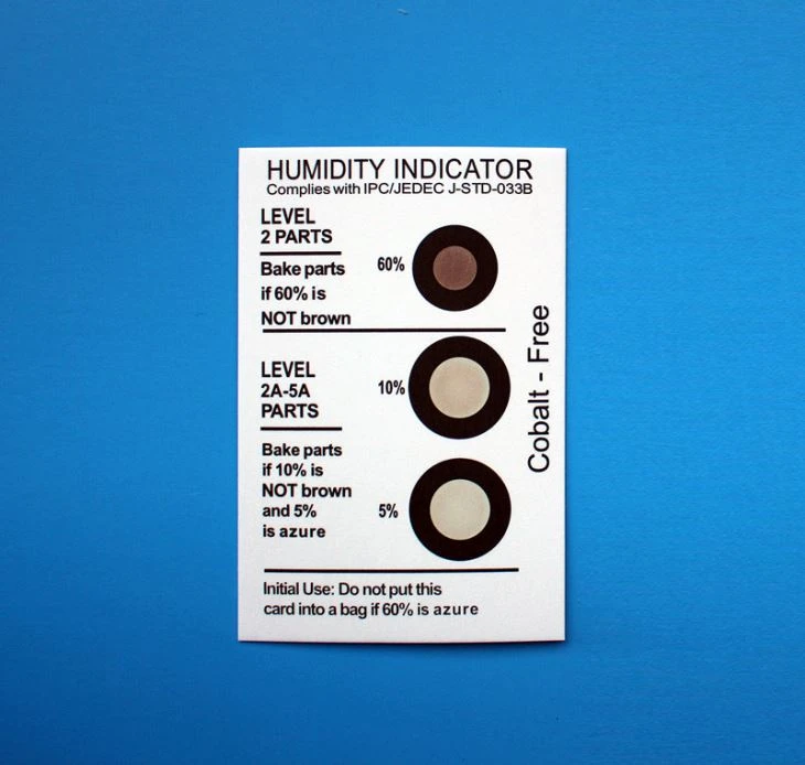 Used With Desiccant Humidity Indicator Card